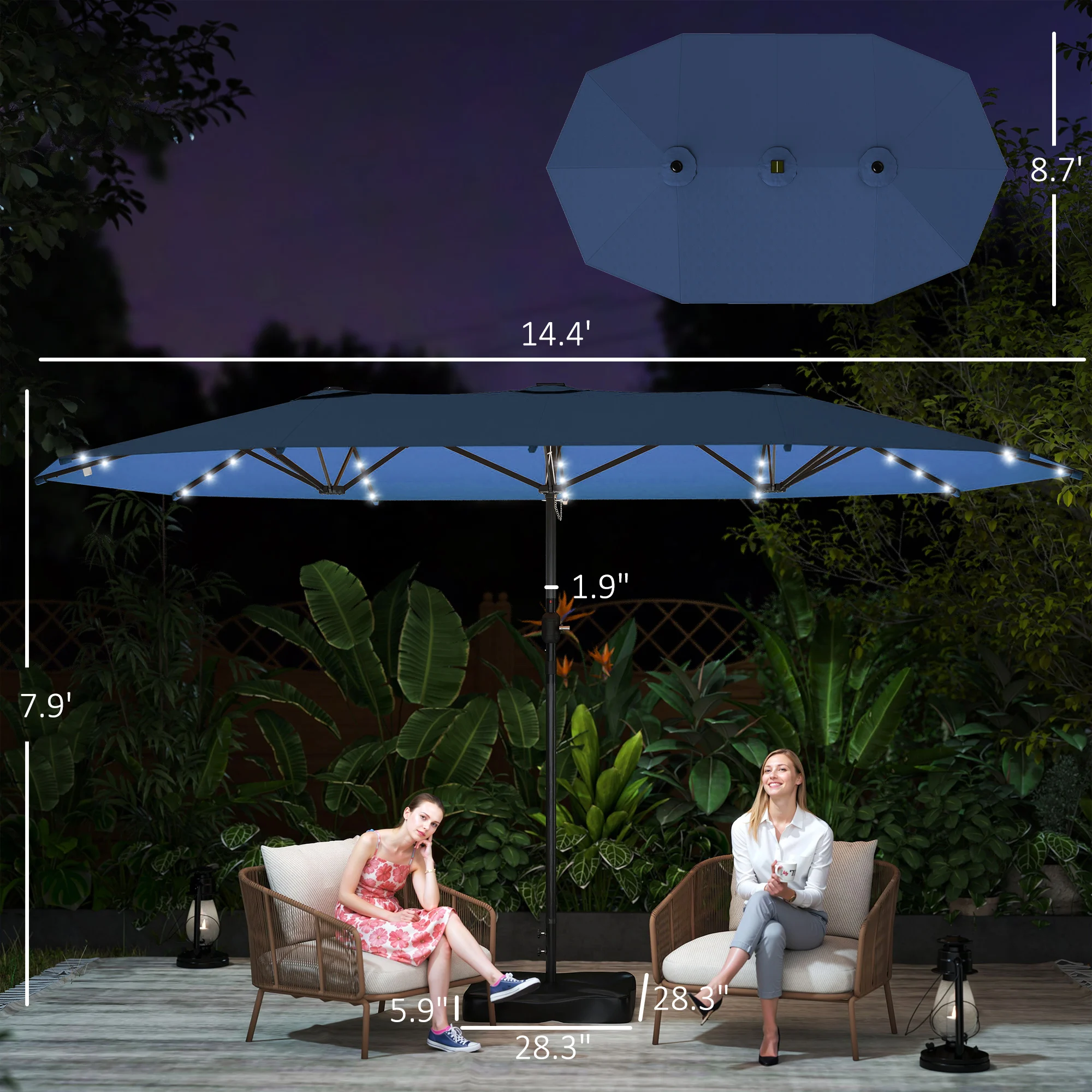 مظلة شمسية مزدوجة الجوانب، مظل - مراجعة Outdoor Furniture Umbrella وسعره