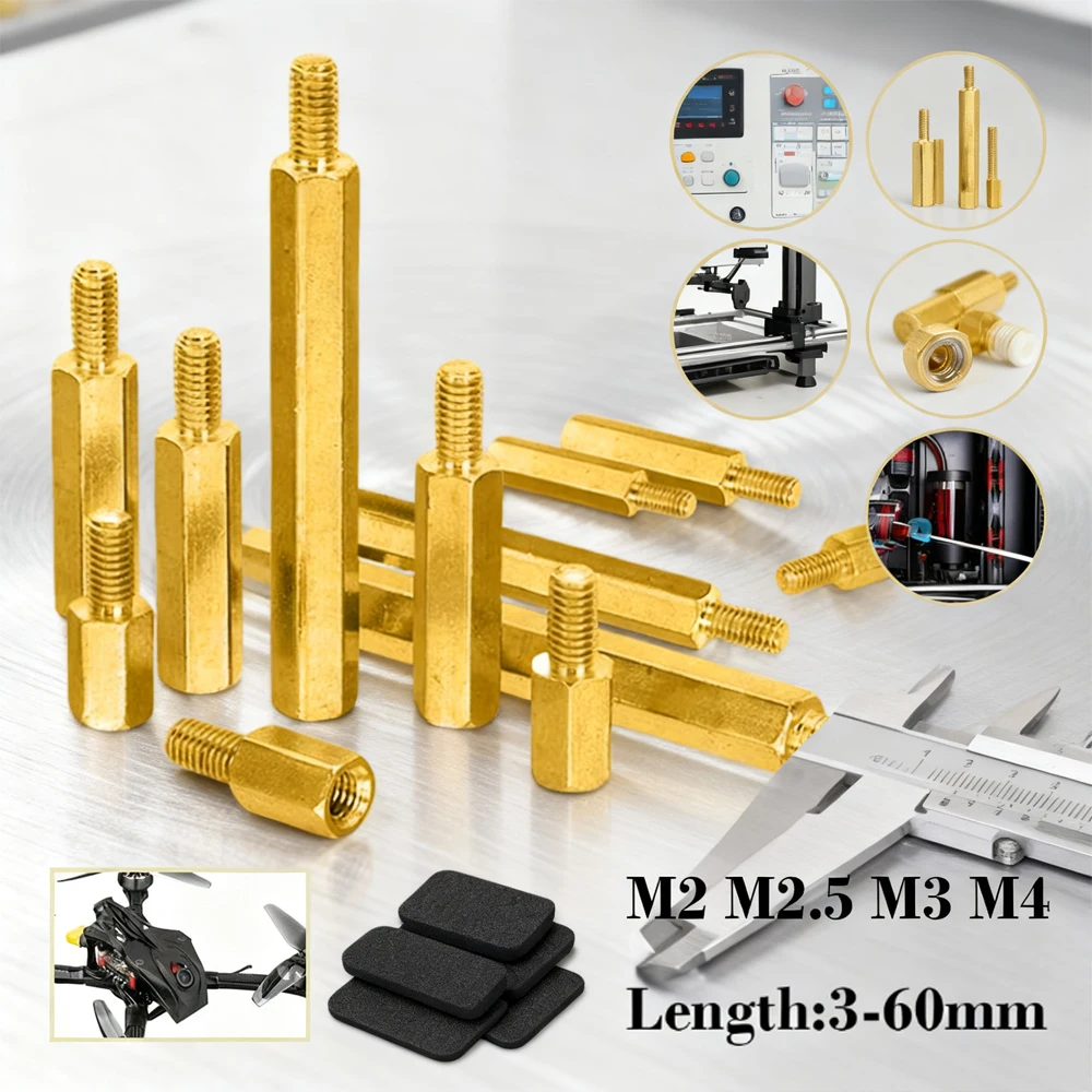 10-50pcs Hex Brass Standoff, PCB Motherboard Mount Spacer Assortment Kit, M2 M2.5 M3 M4 Male Female Threaded Pillar