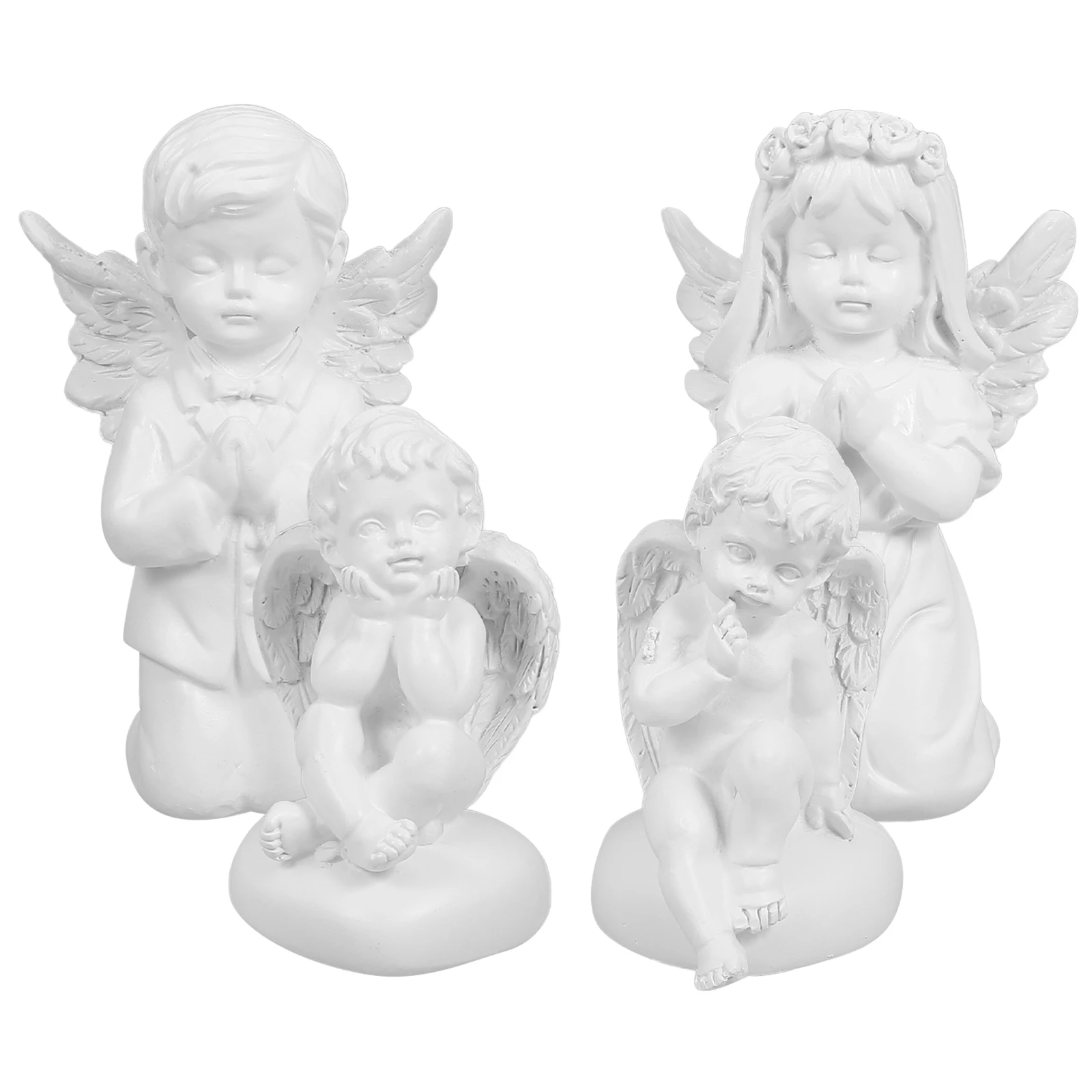 

4pcs Figurines Resin Kneeling Cherub Statues Cute Prayer Ornaments Decor For Office Home Desk Bookshelf Gift Romantic