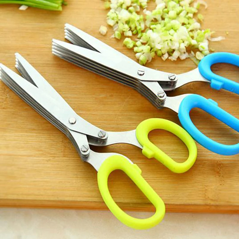 Ciseaux de cuisine multifonctions en acier inoxydable, outils de déchiquetage 5 couches couper les échalotes Noris herbes épices