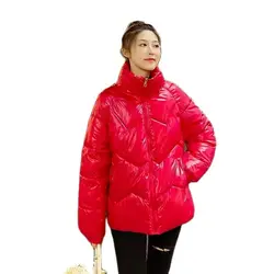 Winter Short Jacket Women Plus Size Solid Women's Parkas Stand Collar Loose Cotton Padded Casual Thick Coat Ladies