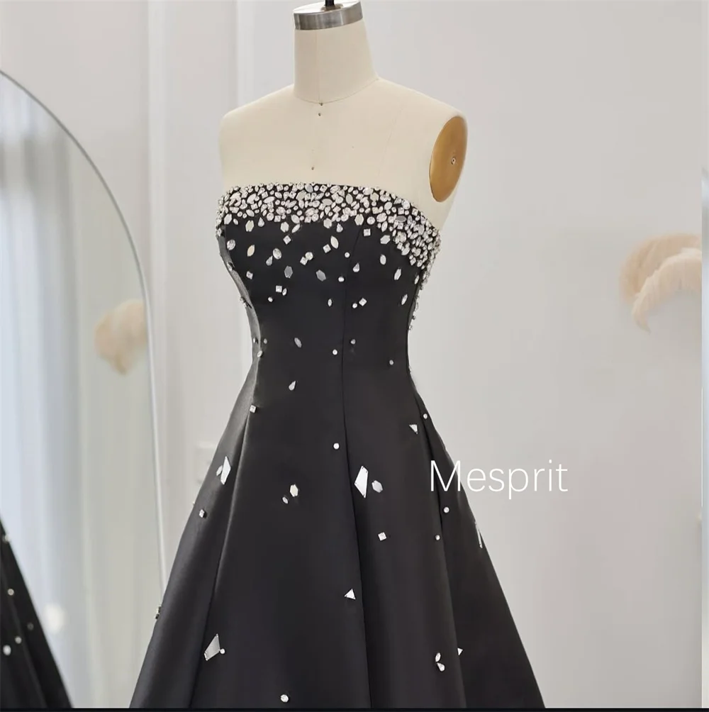 Customized Pastrol Charmeuse Pleat Sequined A-line Strapless Long Dresses Quinceanera Bespoke Occasion Elegant