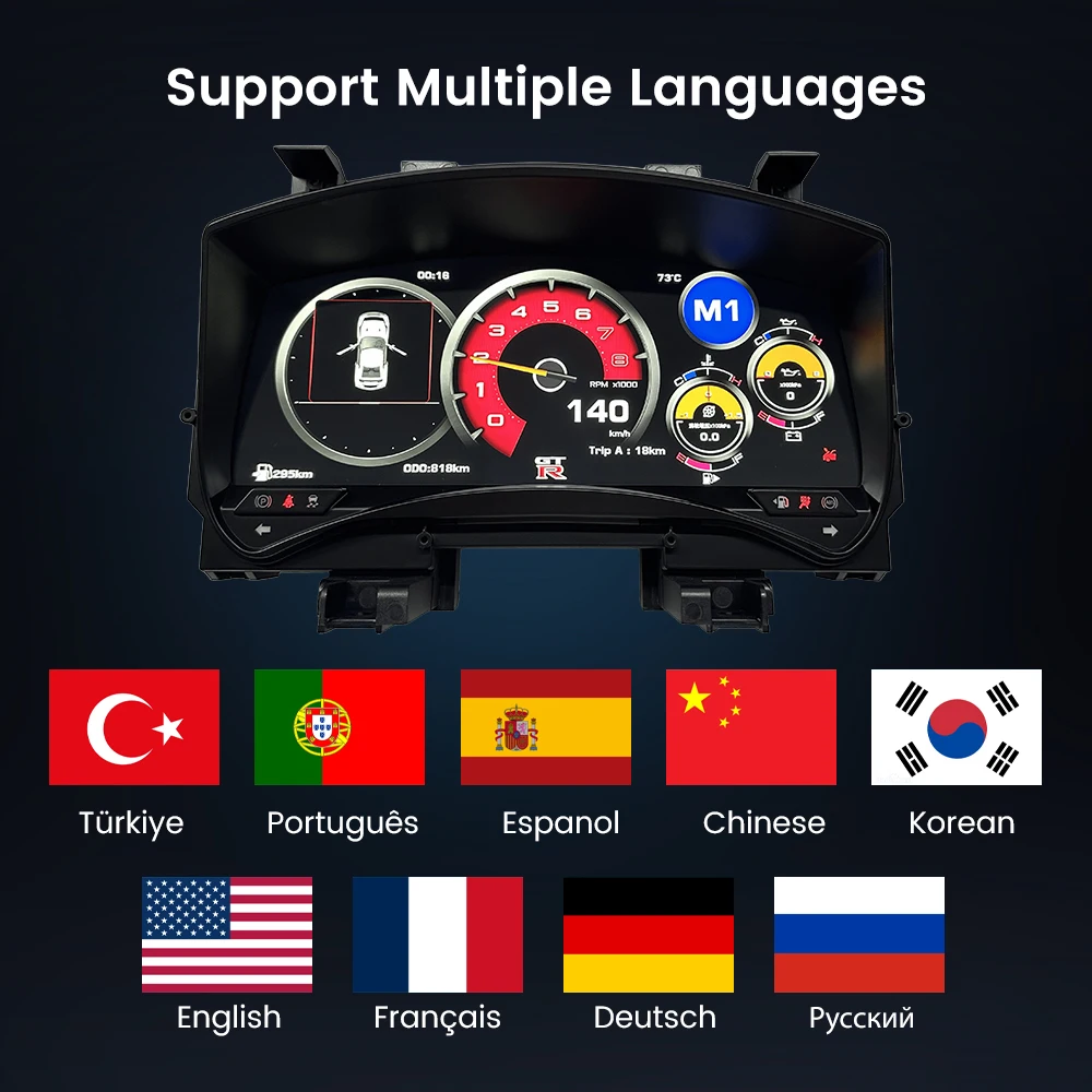 

Для NISSAN GTR 2011-2017 автомобильный ЖК-дисплей, цифровая приборная панель, приборная панель, спидометр, виртуальная кабина, система Linux 12,3 дюйма