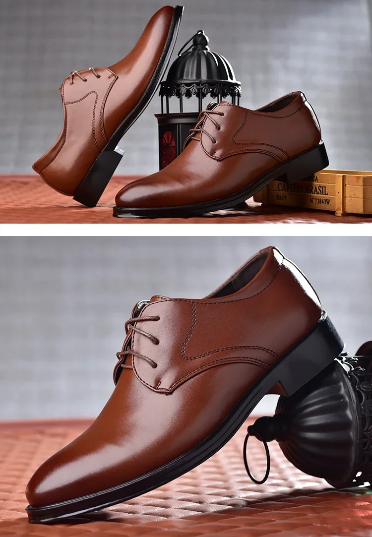 Herren Formelle Lederschuhe Klassischer Stil Herbst Loafer Runde Zehenkappe Atmungsaktiv Rutschfest Business Anzug Hochzeit Büro Freizeitschuhe – Detail 6
