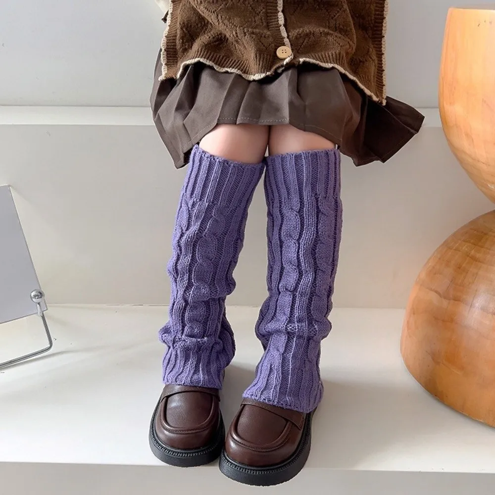 1pair Sweet Twist Knit Pattern Knitted Leg Warmers Stretch Warm Lined Knee High Socks Solid Color Long Stockings Winter Autumn