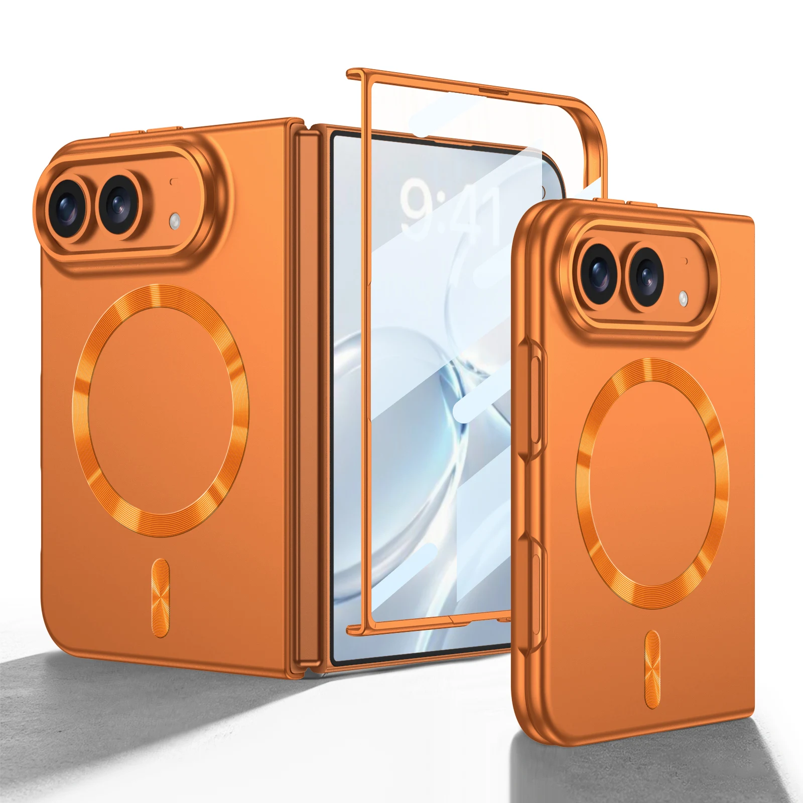 For iPhone Duo Case Ultra-Thin Skin-Friendly Magnetic Wireless Charging With Tempered Film Shockproof Protection Back Cover
