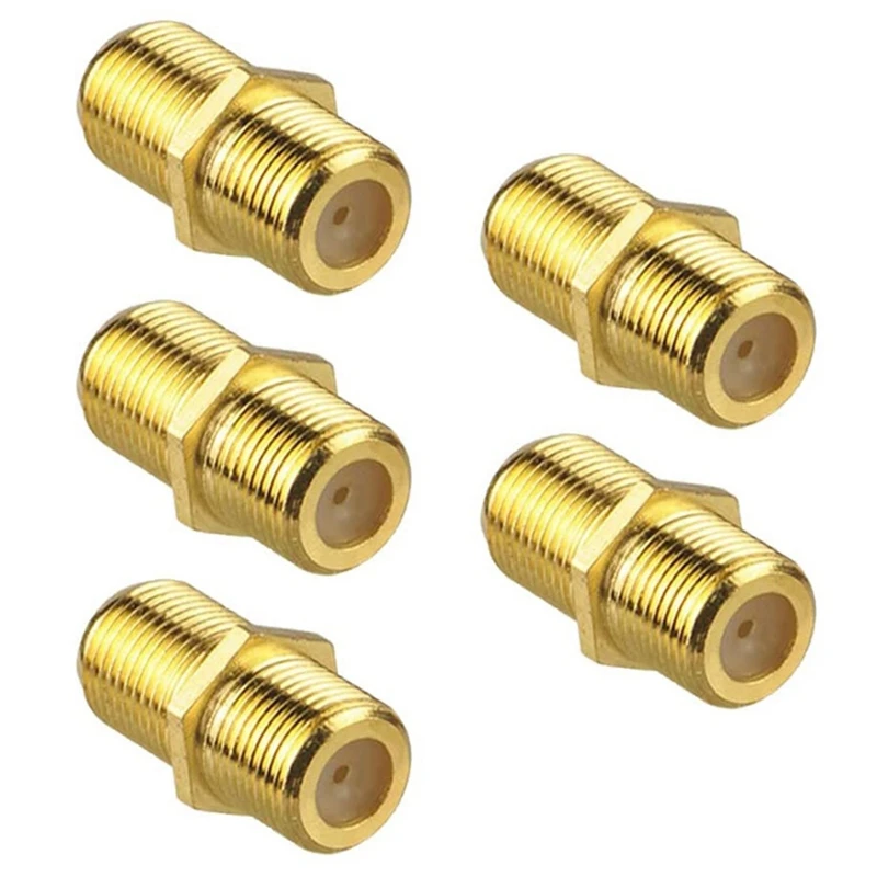 5Pcs RG6 F-Type Gold Plated Adapter  Female To Female Coax Cable Extender For TV Cables