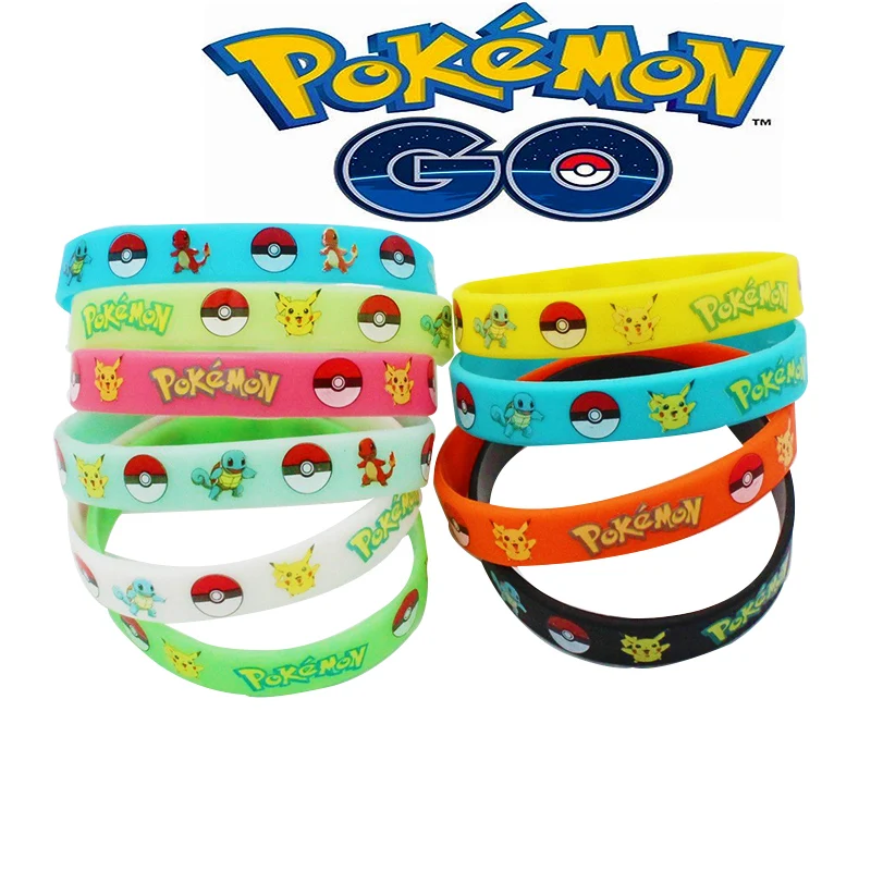 POKEMON Pet Elf Cute Pikachu Cartoon Pattern Silica Gel Wristband Bracelet Anime Pokemon Children Party Toys Birthday  Gifts