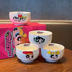 The Powerpuff Girls Blossom Bubbles Buttercup Cute Cartoon Bowl Set Kawaii Ceramic Bowl Lovely Periphery Home Decor Holiday Gift