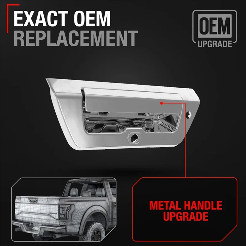 

AS57-Chrome Tailgate Handle FL3Z-9943400-BA FL3Z9943400AA For Ford F-150 2015-2017 Liftgate Latch Handle W/ Camera Keyhole