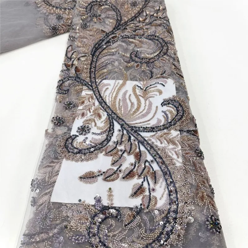 Tessuto ricamato a rete con paillettes e perline Abito da sposa pizzo moda couture