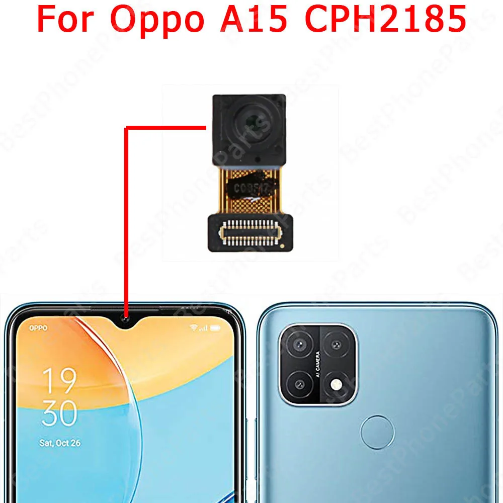 Front Backside Big Camera For OPPO A12 A15 A16 A16s Selfie Back View Rear Camera Module Flex Replacement Spare Parts