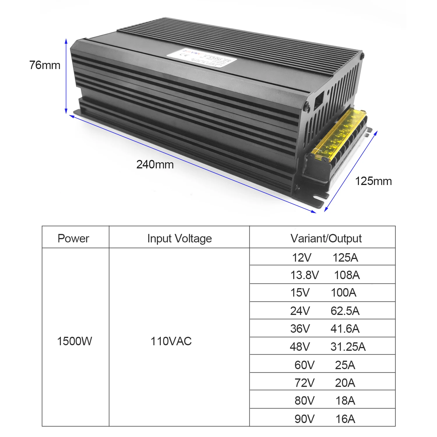 1500W 24V 62.5a switching power supply, attractively priced AC DC adapter from China's top-selling excellent home office use