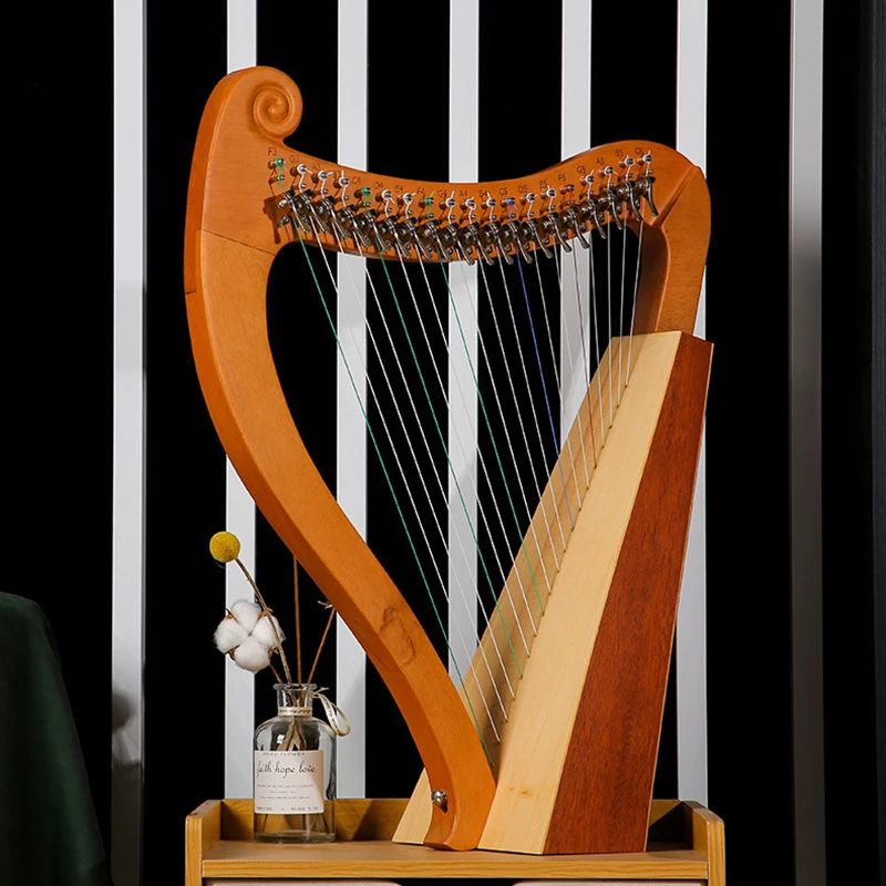Wooden Lyre Harp 19 String Professional Stringed Instruments Half Tone Key Lyre Harps Beginner Musical Instrument Accessories