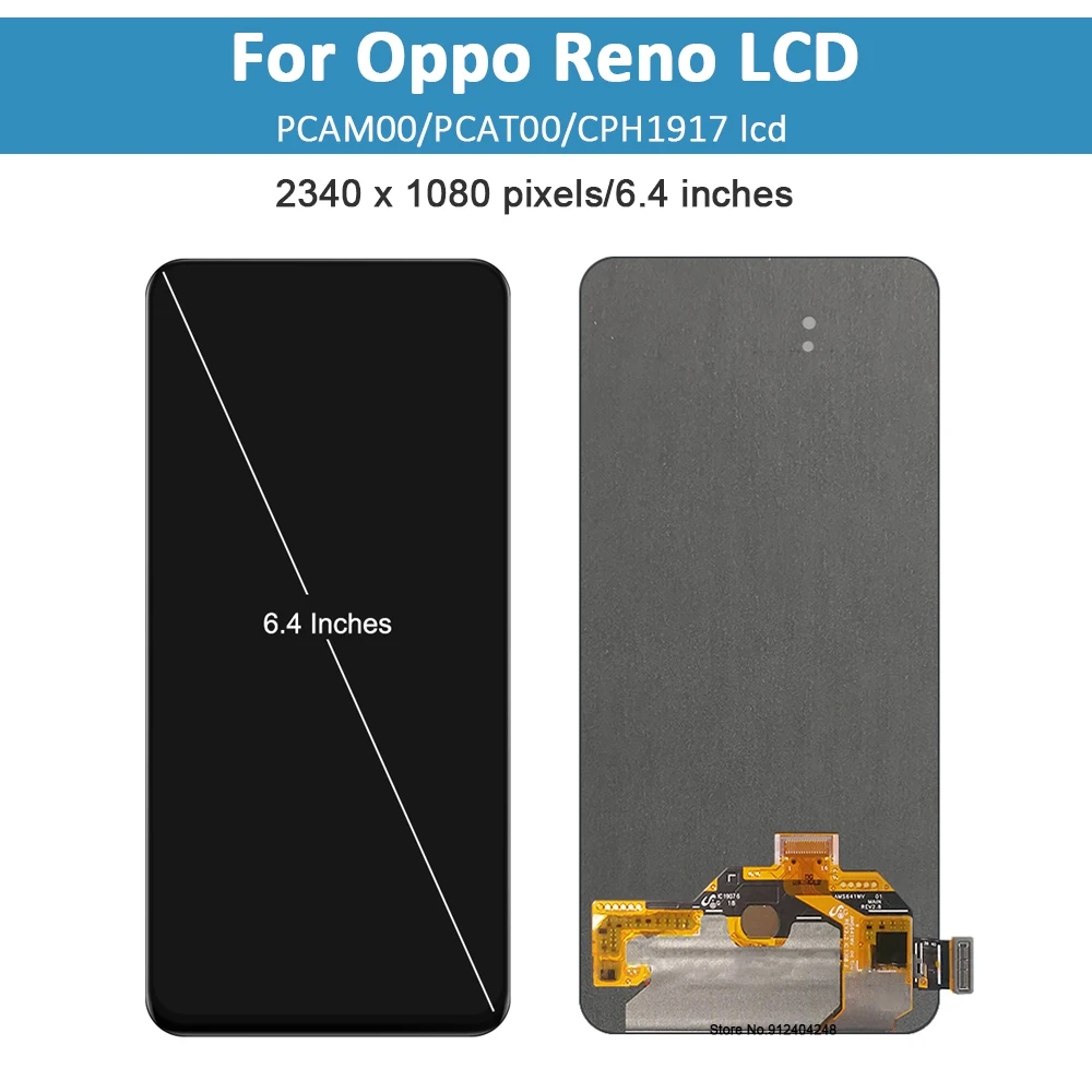 6.4\'\' Super AMOLED lcd For Oppo Reno LCD Display Screen Touch Digitizer For Oppo Reno Display PCAM00 PCAT00 CPH1917 Replacement