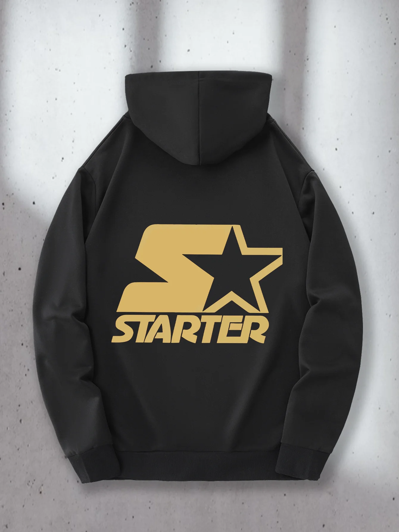 

Starter Black ,yellow Logo Hoodies-Reto Sports Streetwear Sweatshirt ,back and Front Printed Patterns, Men's Hoodies