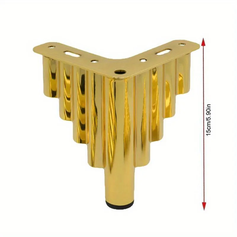 4pcs 15cm Furniture Legs Basic Heavy Duty Triangle top Plate feet for Sofa Bed couches Dresser Cabinet with Floor Protectors