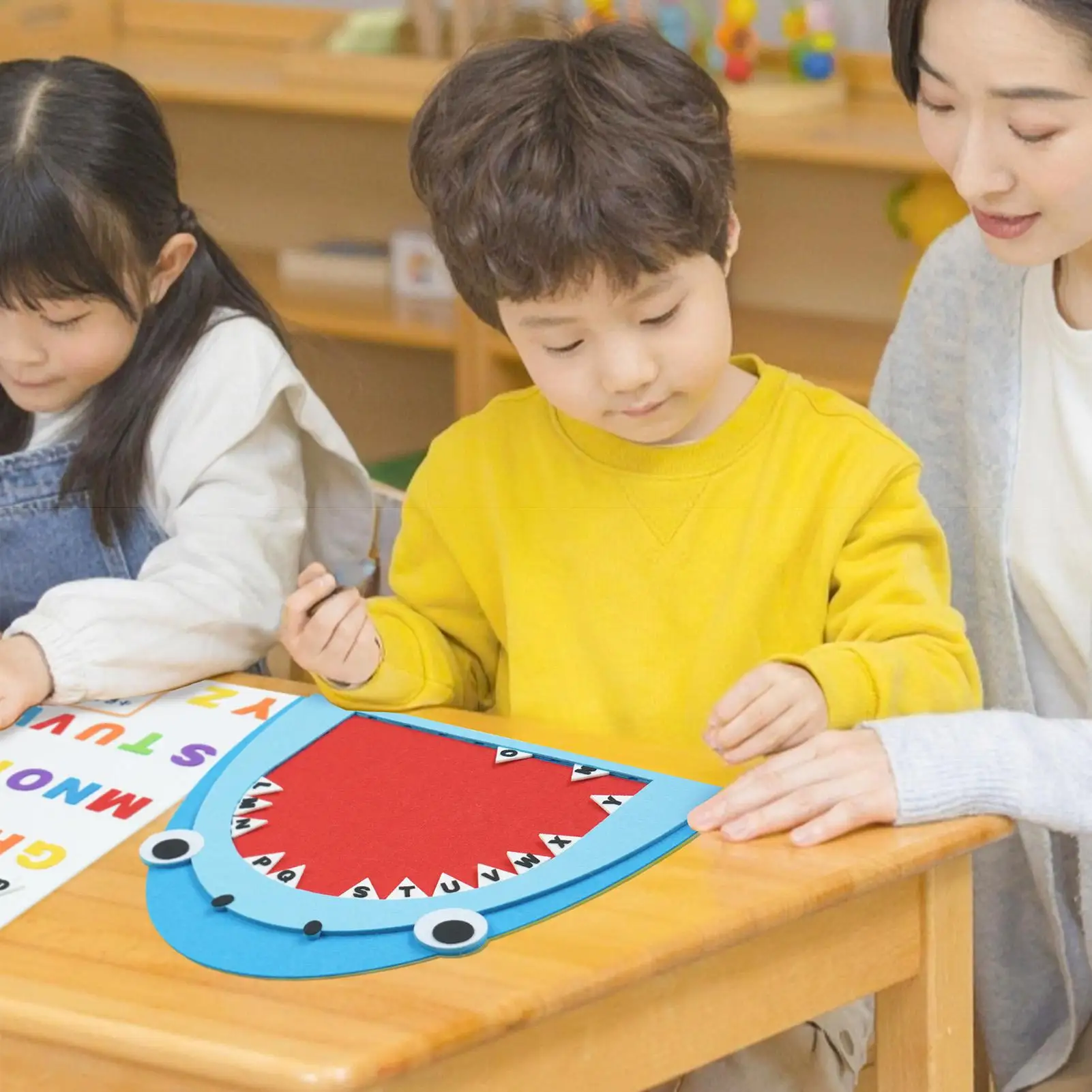 Matching Letter Game Educational Felt Shark Tooth Learning Toys Classroom Letter Matching Toys For Homeschool Preschool