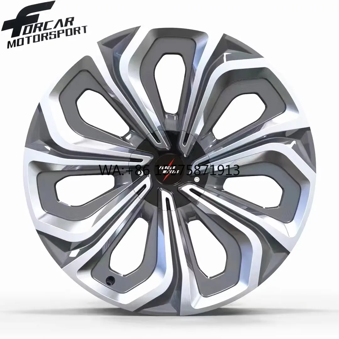 

New 17 18 19 20 21 22 23 Inch Good Quality Made in China Light Gray Machined Face Forcar Motorsport Aluminum T6061 Wheels Rims