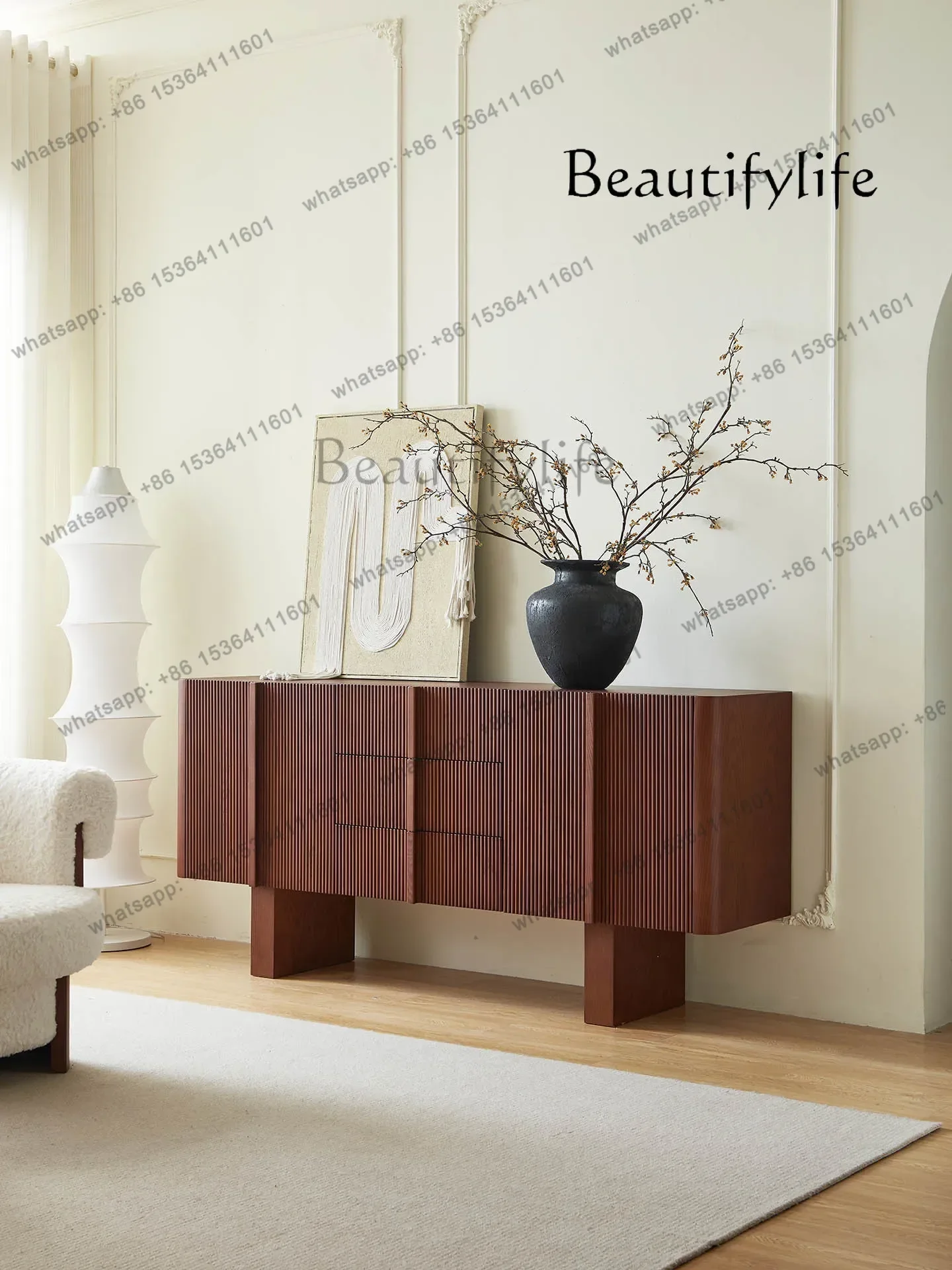 

French Medieval Solid Wood Dining Side Cabinet, Living Room Against The Wall, Locker, Entrance Door, Porch Table, Light Luxury