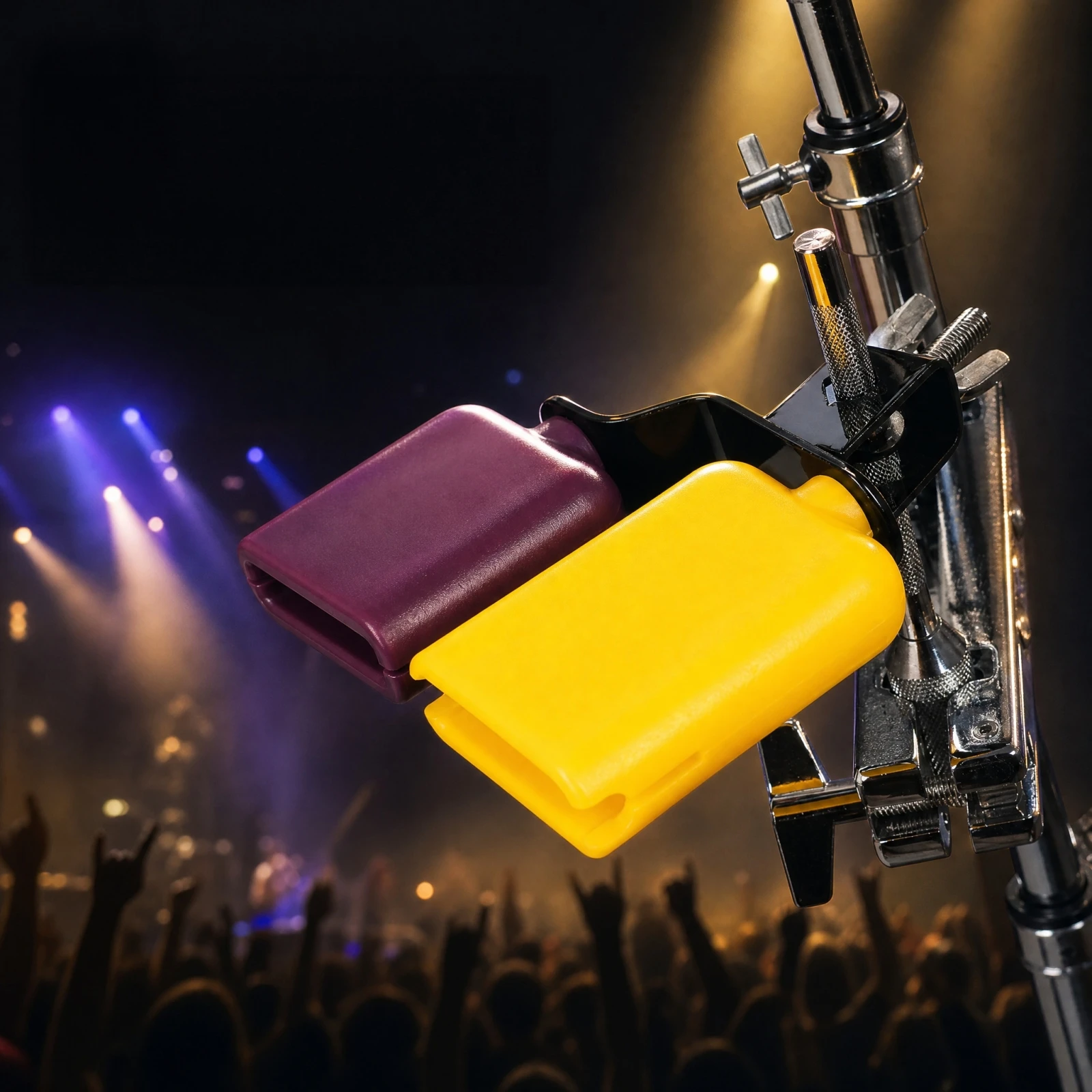 Miwayer Dual Sambago Bell Latin Percussion Yellow Purple Cowbell High Low Sound Knocker Drum Replacement Part Accessories Mount