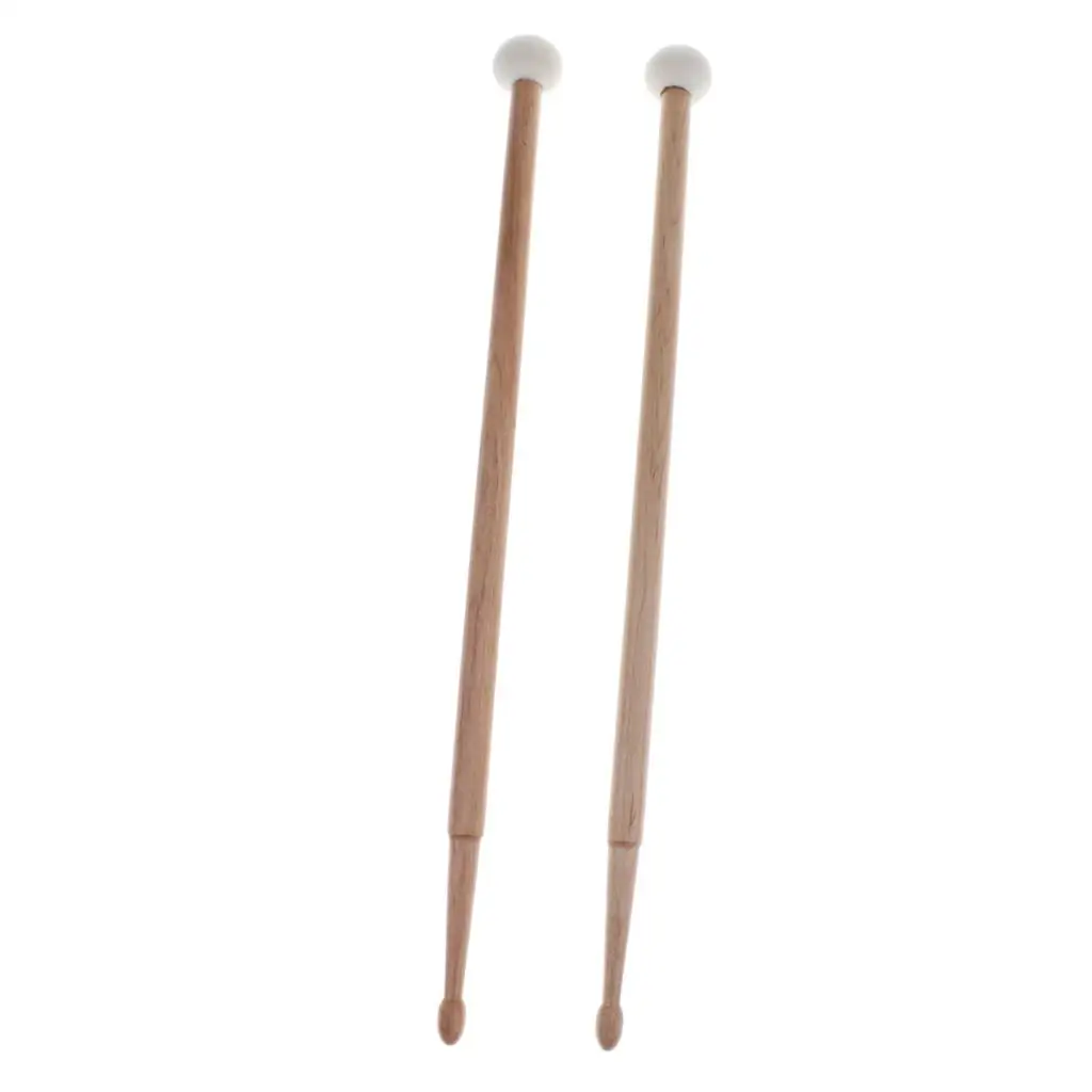 

2 Pieces Maple Wood Cymbal Drum Sticks Rods Soft Felt Hammer Percussion Accessory Clear Sound