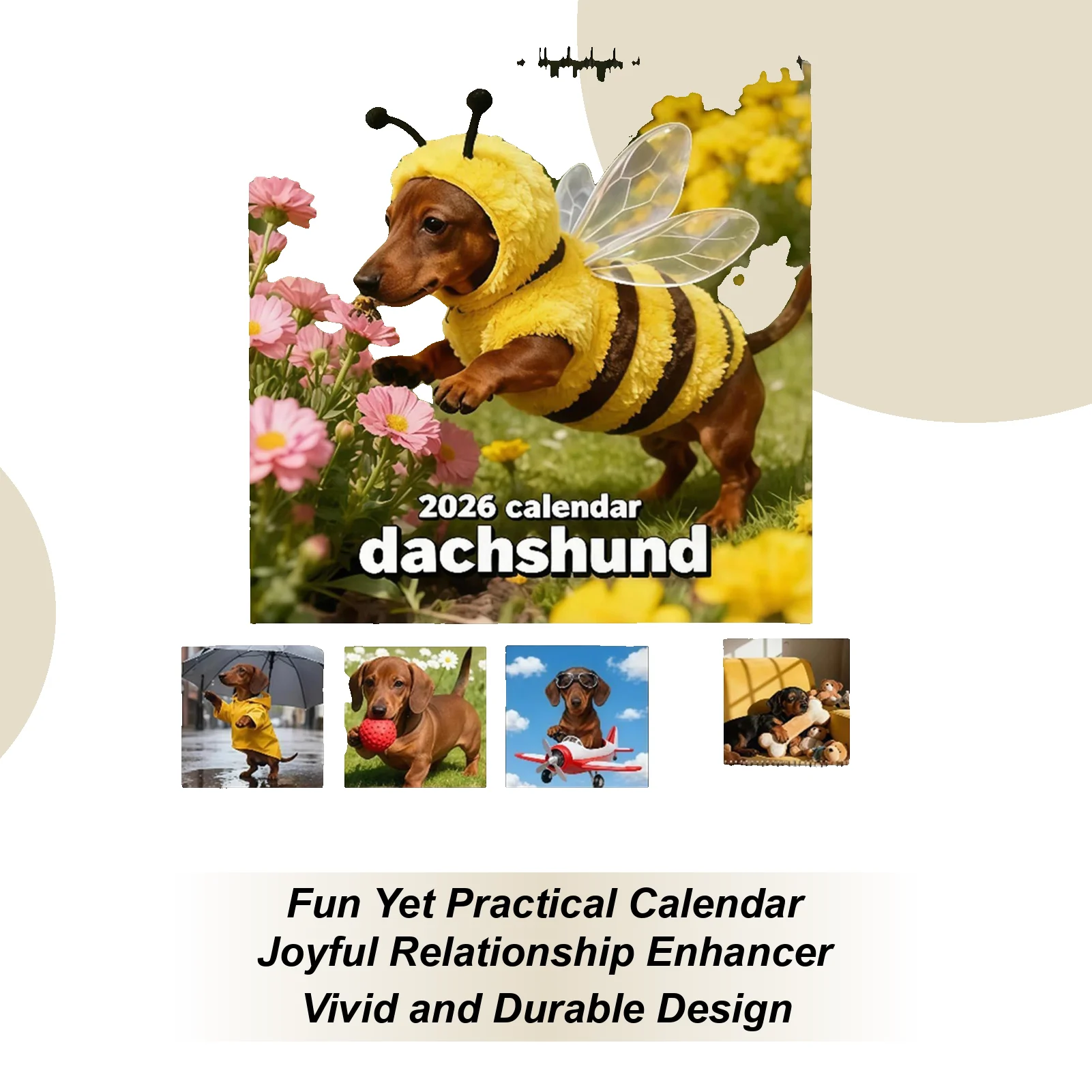 

2026 Dachshund Wall Calendar Cute Sausage Dog 12-Month Planner Scheduling For Appointment Holiday Bedroom Living Room
