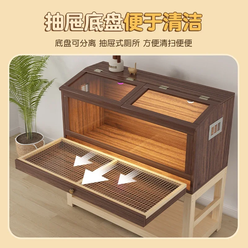 Rutin Xuan Feng chicken feeding box with bamboo toilet panoramic skylight hamster cage chicken nest breeding pet box