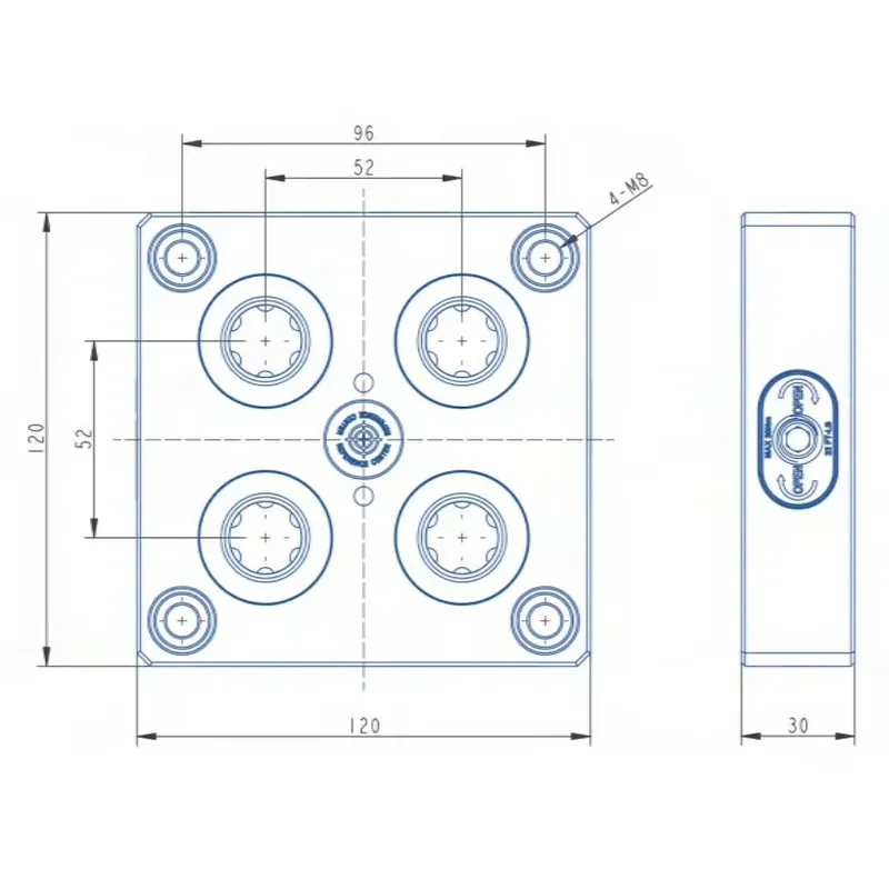 High Precision Manual Zero Point Clamping PM52-120 Self-Centering Vise Achieves Loosening and Locking by Rotating the Screw