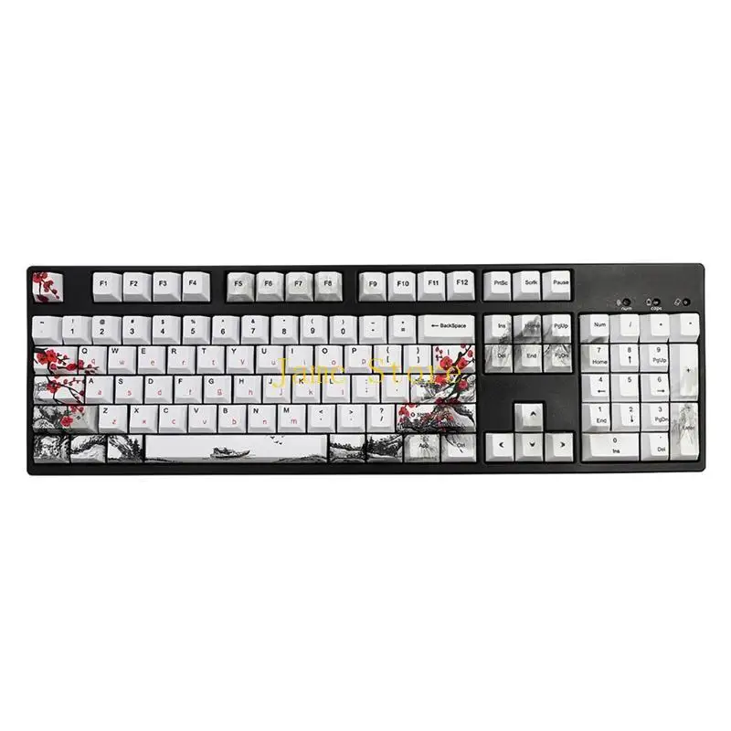 

LX0B 128-клавишная колпачок Plum BlossomKeycap PBT Cherry Profile Стандартный процесс сублимации Keycap