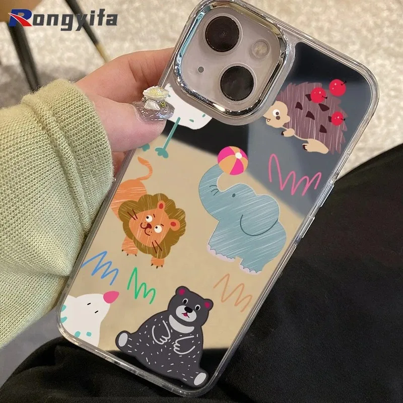 لطيف الحيوان مرآة جراب هاتف ل ممن لهم A38 A35 A33 A31 A18 A17K A15S A15 A12E A11K A9 A8 A7N A7X A5S A3S F9 برو مضحك غطاء