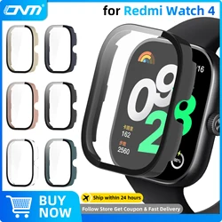 Estuche rígido + vidrio para Xiaomi Redmi Watch 4, Protector de pantalla de vidrio templado, cubierta protectora de parachoques, accesorios de carcasa protectora