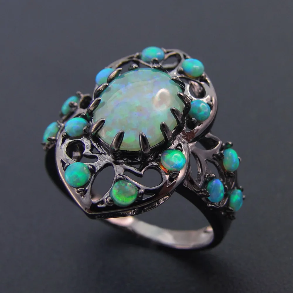 Fine Opal Jewelry 100% 925 Sterling Silver Ring with Fire Opal Ring Women Rings for Wedding party Engagement Size 6/7/8/10