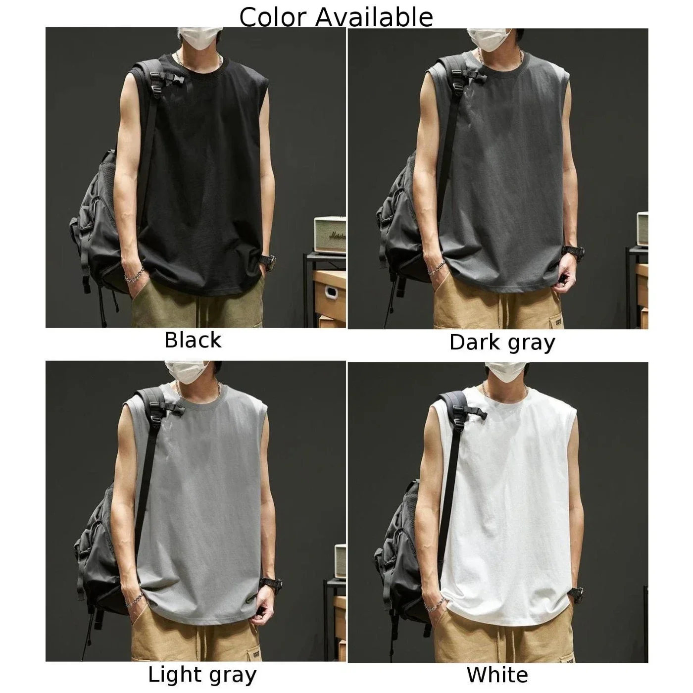 Men Running Tank Top Workout Muscle Sleeveless Mans T-Shirt Summer Gym Vest First-class Fabric Classic Solid Color Male Tops