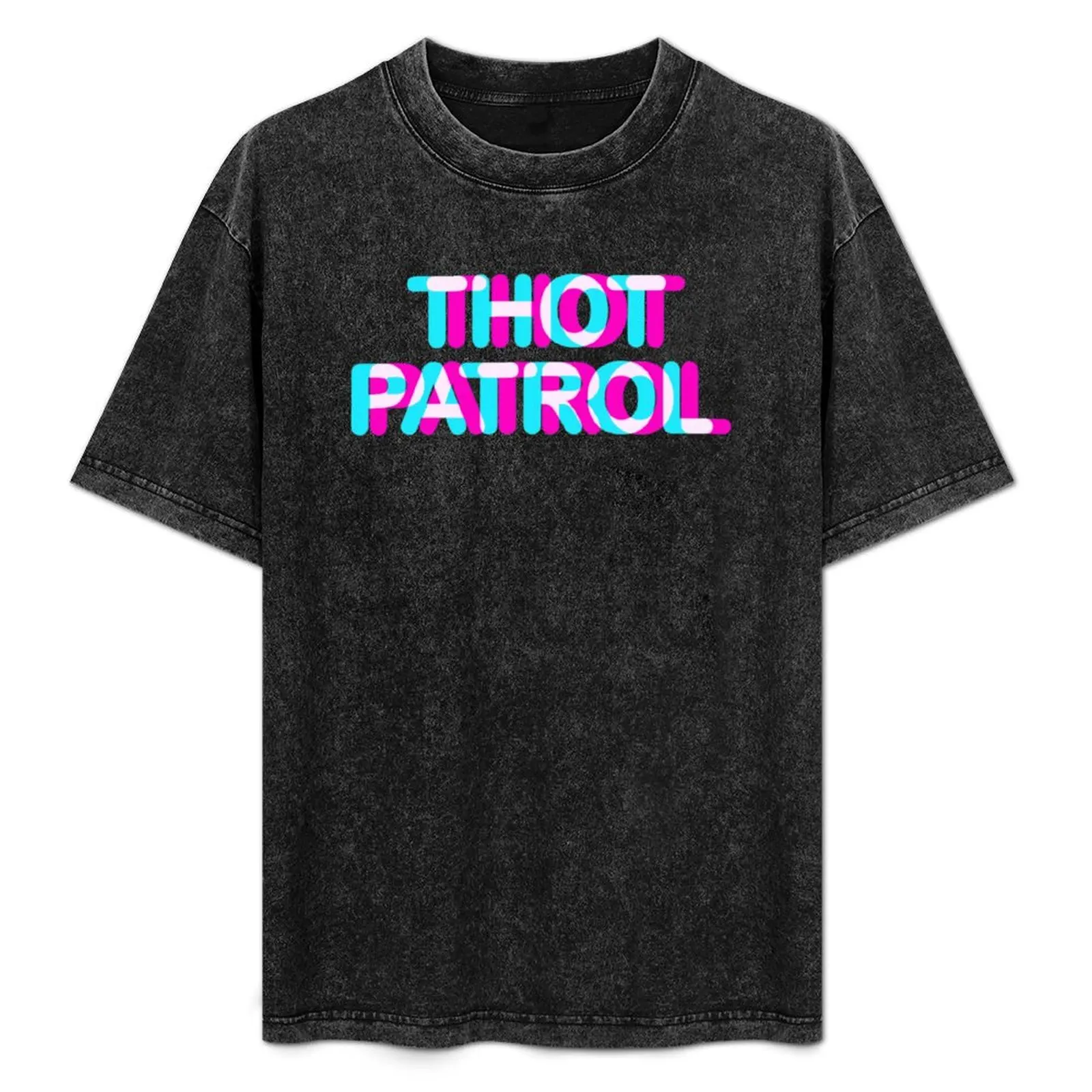 

Thot Patrol Funny Meme Anaglyph 3D Style Gift Idea T-Shirt Classic Graphic Short Sleeve Top