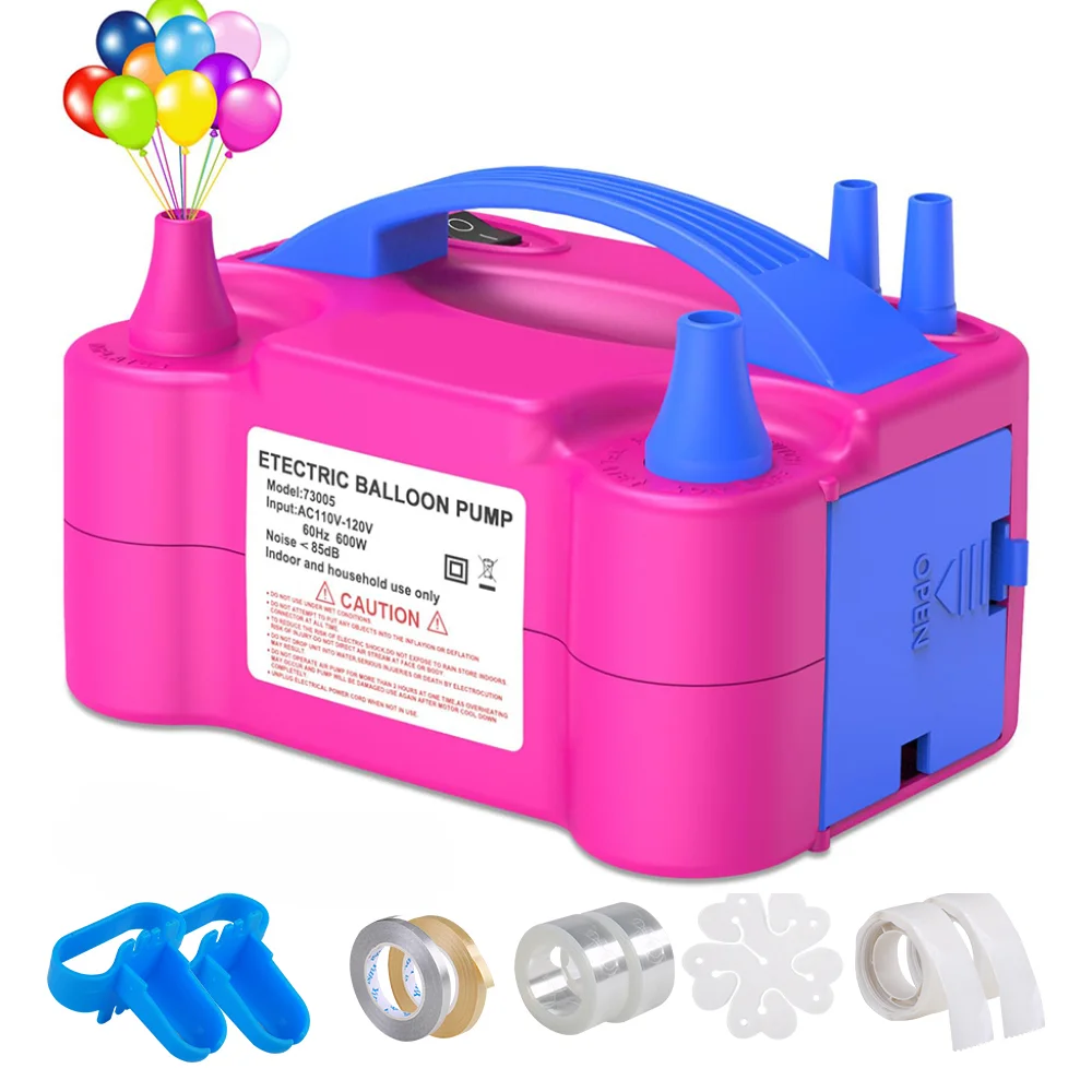 AC110-120V 60Hz 600W Electric Inflatable Balloon Pump with 2 Nozzle Portable High Power Air Blower Ballons Inflator Pump