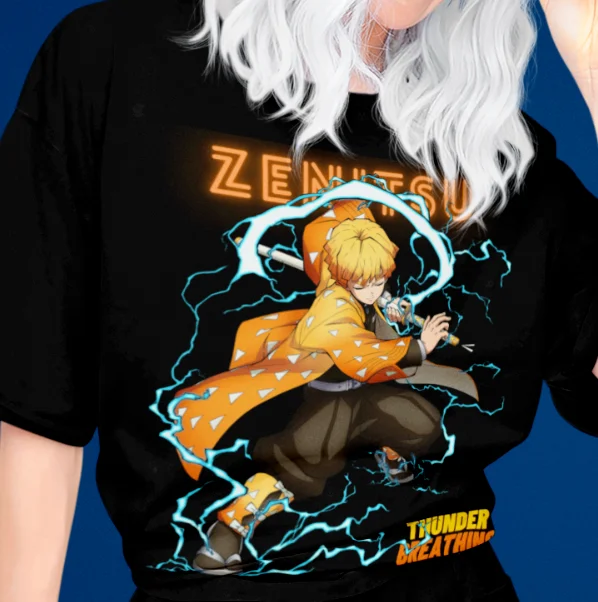 Zenitsu Shirt Demon Slayer Anime Tshirt Nezuko T-Shirt Tanjiro Muzan Akaza Tee