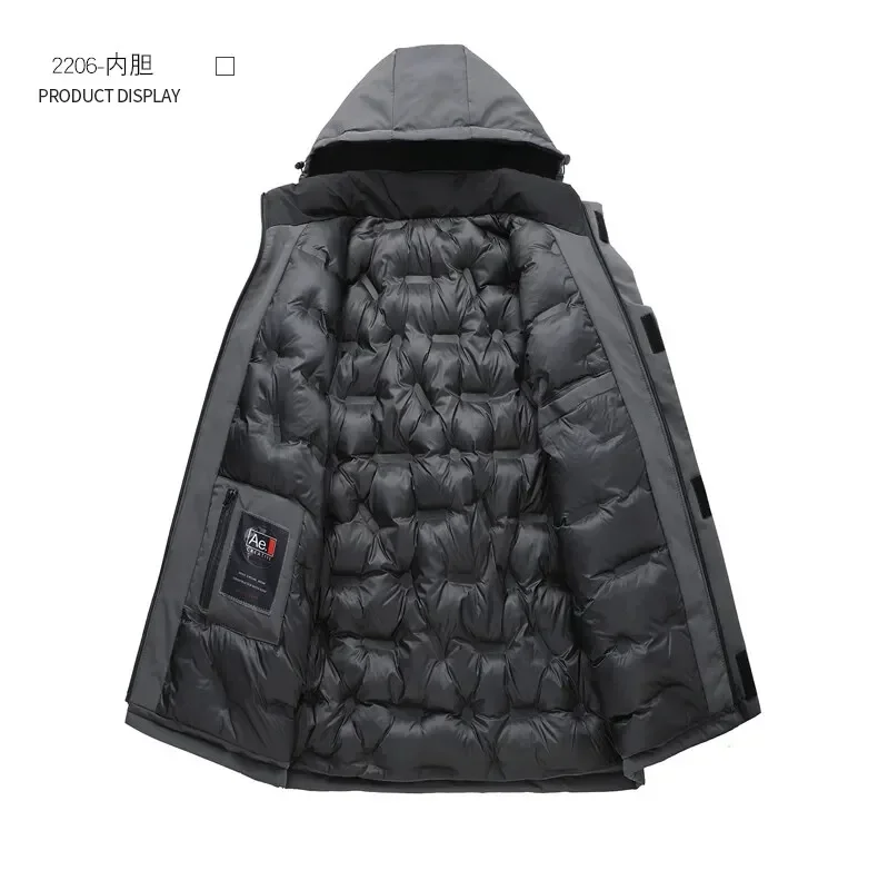 Mens Winter Hooded Parkas Jackets Mens Casual Loose Thicken Warm Down Coats Street Outdoor Waterproof Windproof Ski Outwear 4XL