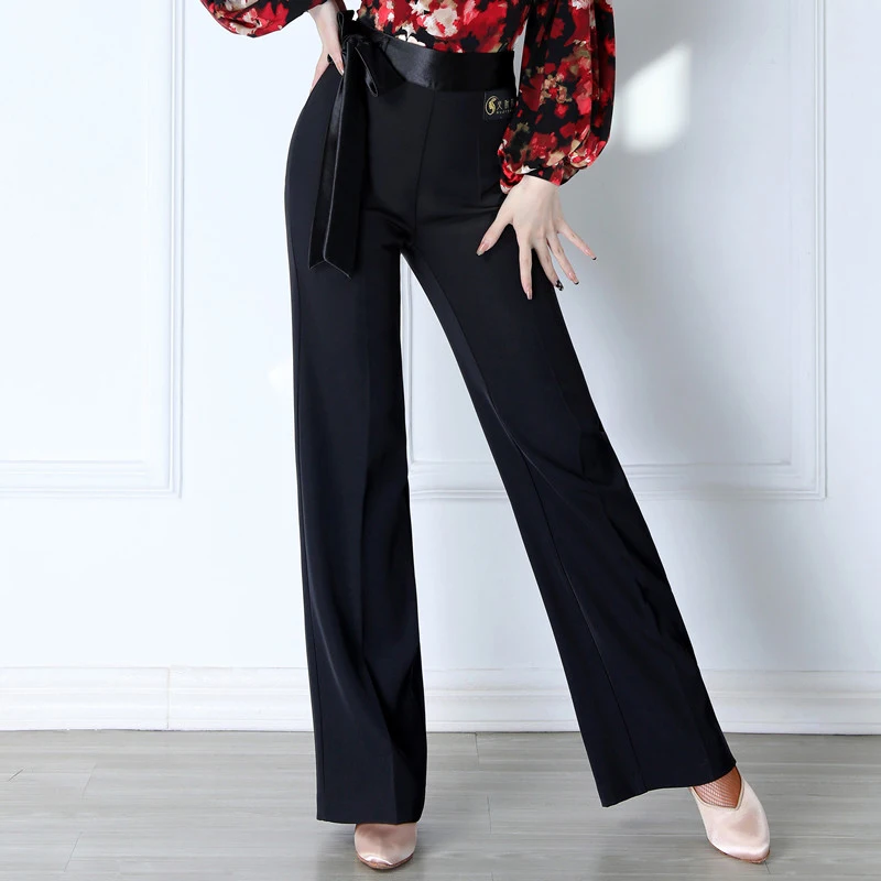 

2026 Latin Pants Women Bow Ballroom Practice Wear Modern Dancewear Tango Pants Salsa Clothing Stage Performance Costume DL9853