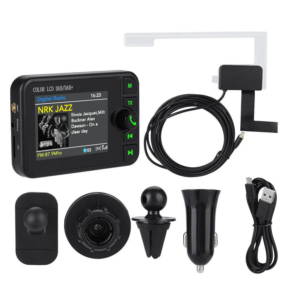 

Стерео MP3-плеер 2,4-дюймовый цветной ЖК-экран Адаптер цифрового сигнала Bluetooth-совместимый 5.0 DAB Радиоприемник для автомобиля