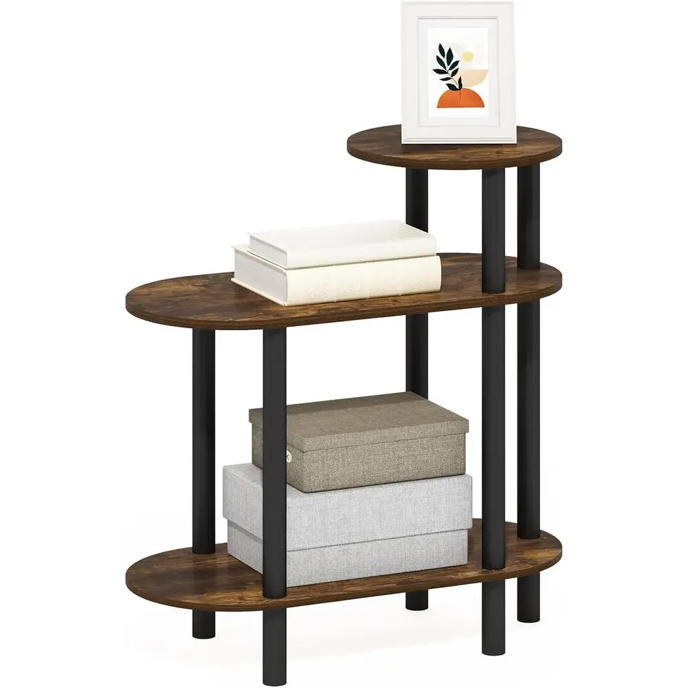 

Приставной столик Turn-N-Tube, 3-уровневый овальный столик с открытыми полками, тумбочка для инструментов, прикроватный столик, или столик для гостиной, спальни