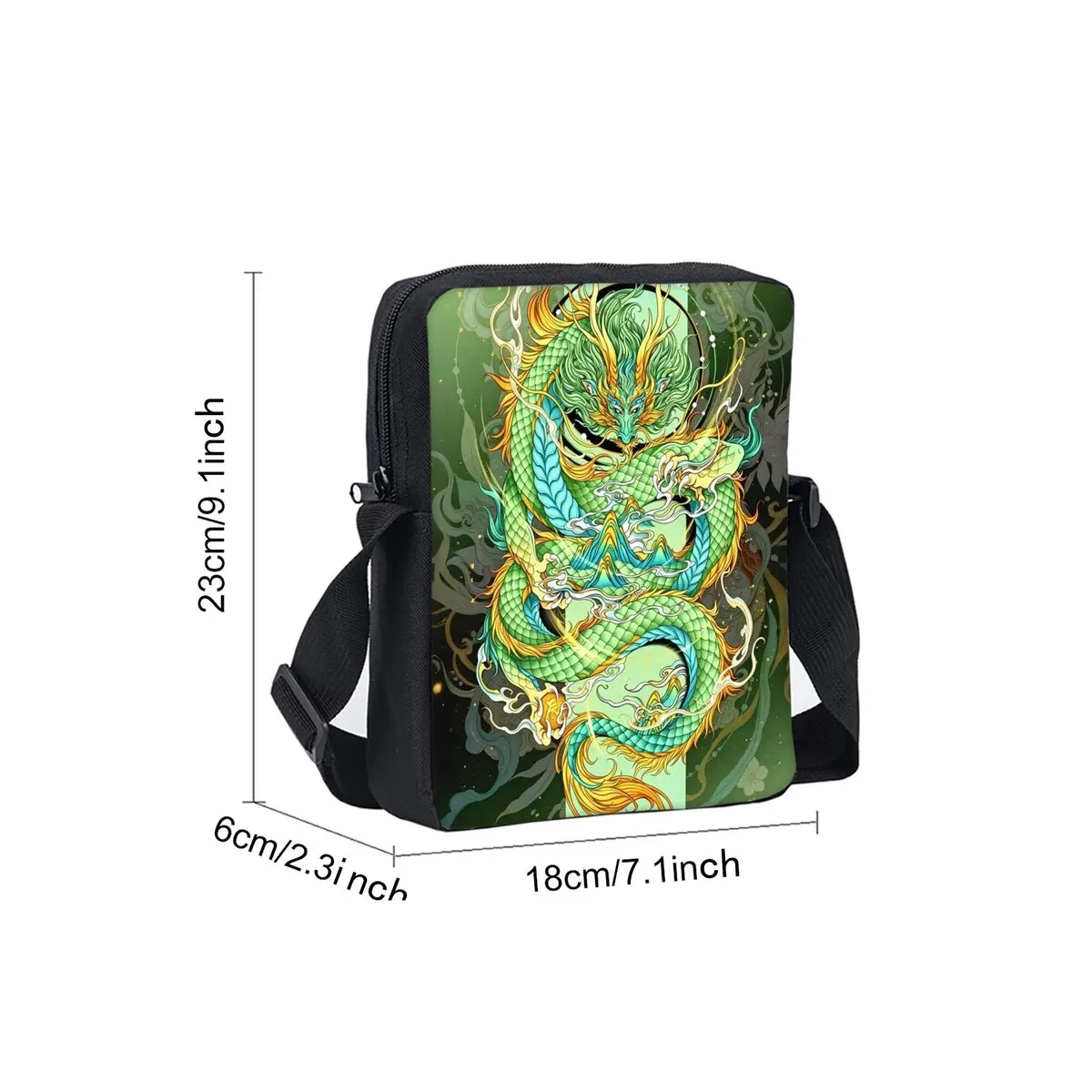 Chinese Divine Dragon Print Single Sided Messenger Bag for Boy/Girls Children Best Gifts 2D Flat Cartoon Casual Crossbody Bag