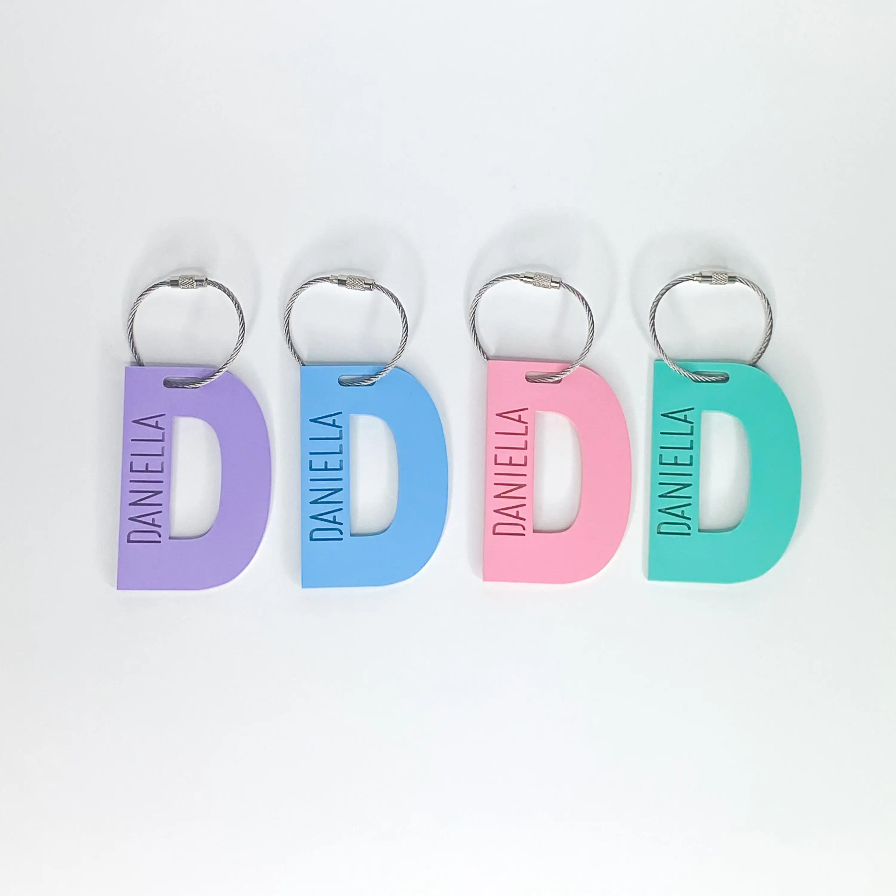 Personalized Custom Initial Letter Keychain Colorful Acrylic Monogram Bag Tag Custom Engraved Name Alphabet Key Ring Backpack Lu
