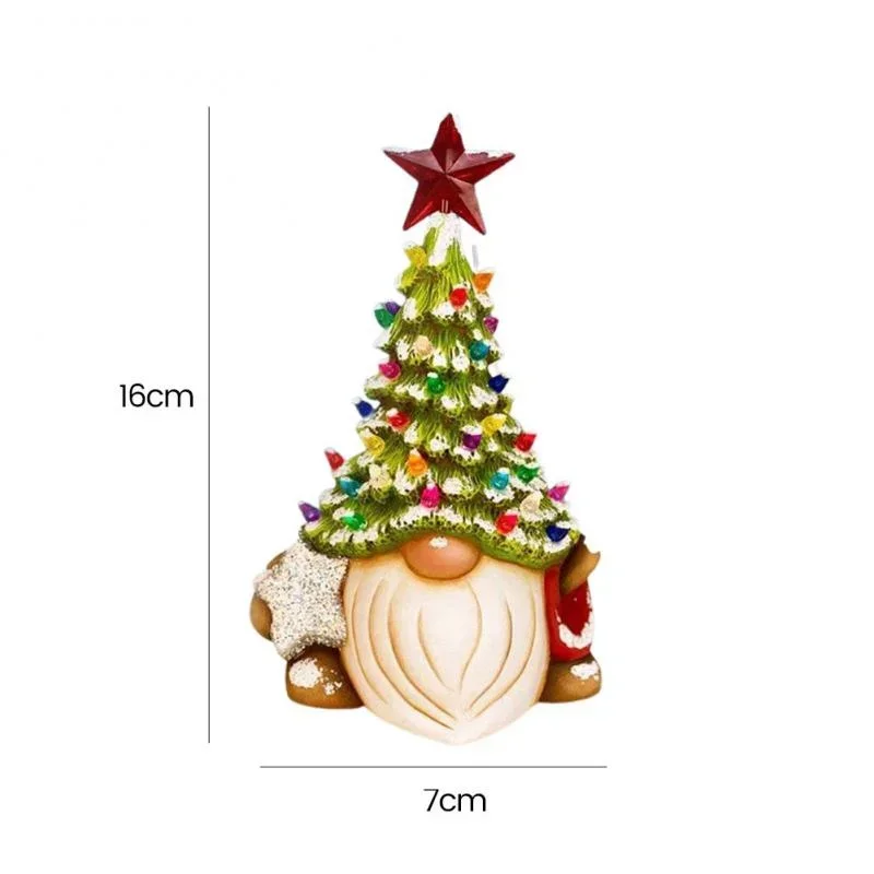 Christmas Decoration Resin Gnome Xmas Tree Figurines Statue Ornaments Creative Dwarf Miniatures Desktop Crafts