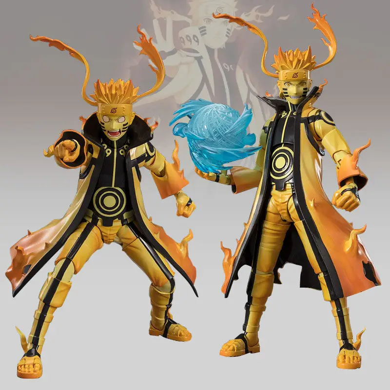 Figura de acción articulada de 16 cm KO SHF Kurama Naruto Uzumaki Modo Sabio de Seis Caminos con efecto Rasengan, modelo de anime, juguete, regalo para niños