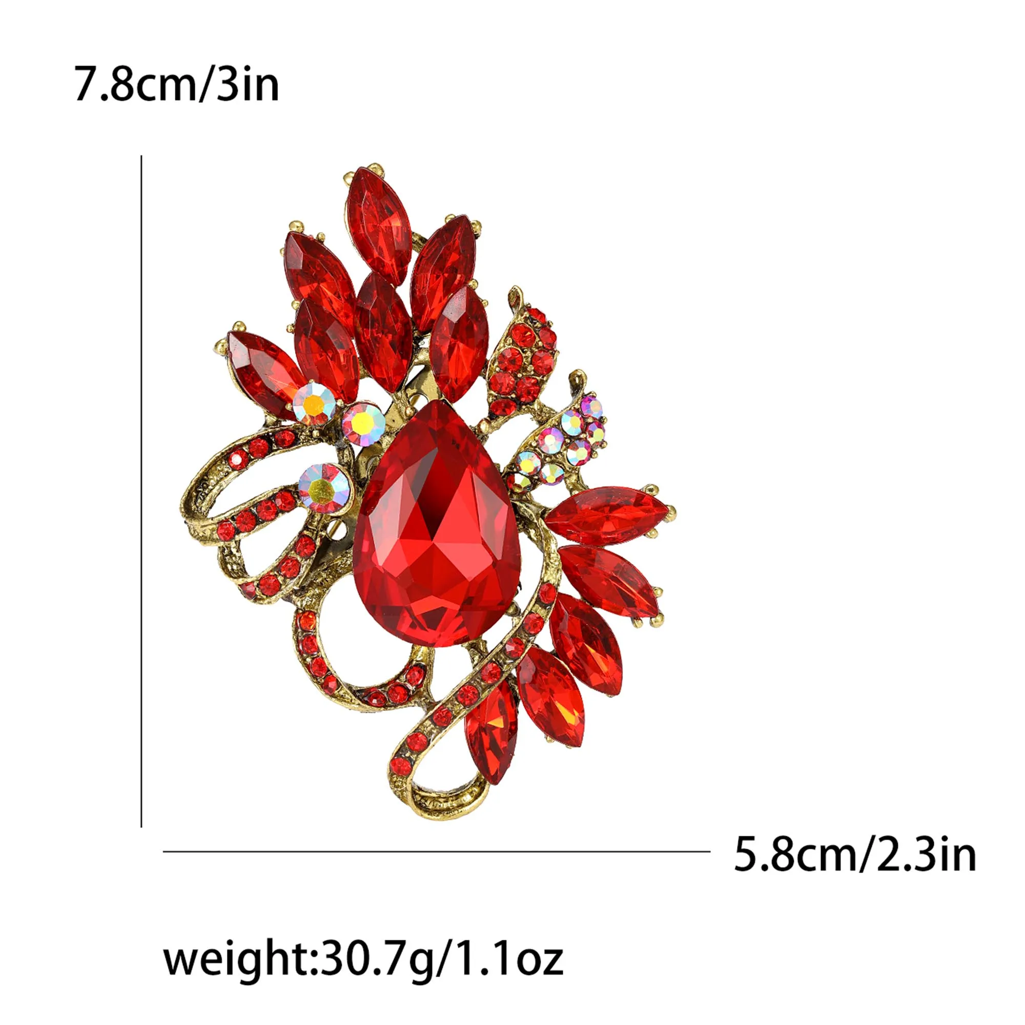 Rhinestone Flower Brooch for Women Unisex Trendy Multi Coloured Crystal Glasses Banquet Party Backpack Gifts Jewelry Accessories