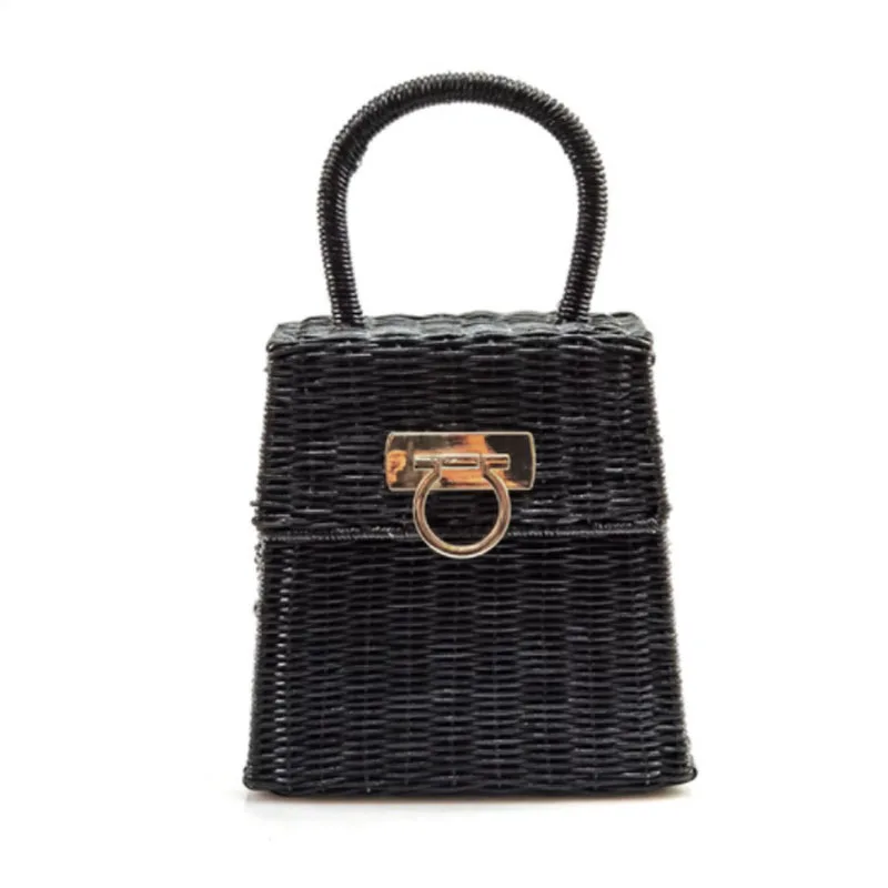 Luxury Women Handbag 2023 New Handle Rattan Woven Bag Straw Woven Women Bag Custom Hand Small Square Bag