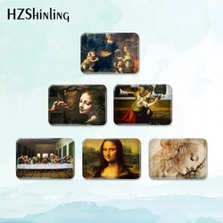 2023 New Leonardo da Vinci Famous Paintings Badge Brooch Mona Lisa Rectangle Button Pin Backpack Decoration Round Jewelry Gift