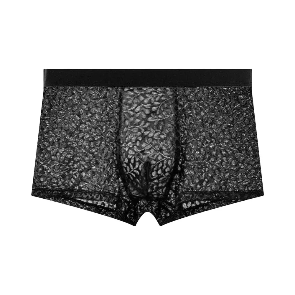 Mesh Underwear Men Boxer Breathable Texture Underpant Man Solid Mens Boxers Boxershorts  Thin Flat Corner Panties
