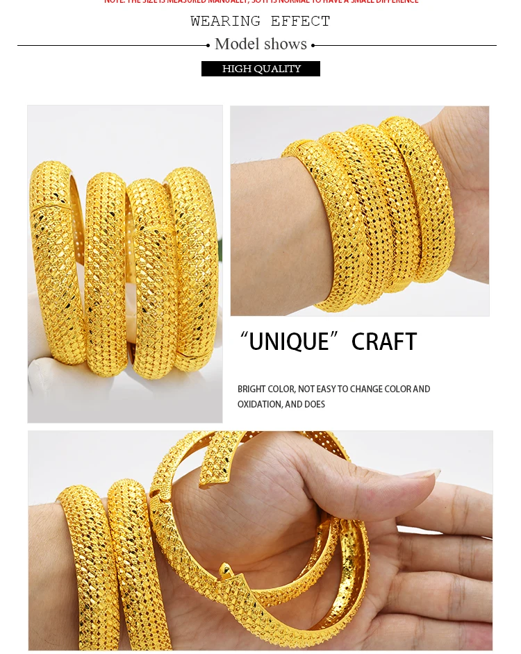 ANIID Neue Luxus Dubai Gold Farbe Armreifen Für Frauen Arabisch Braut Charme Armband Nigerianischen Hochzeit Geschenk Afrikanischen Schmuck Party – Detail 3